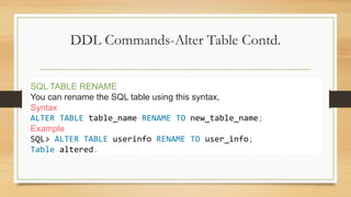 SQL - DML and DDL Commands | PPTX
