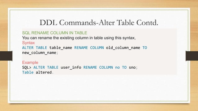 SQL - DML and DDL Commands | PPT