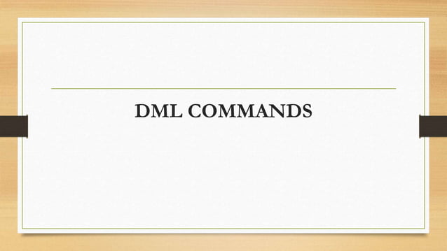 SQL - DML and DDL Commands | PPTX