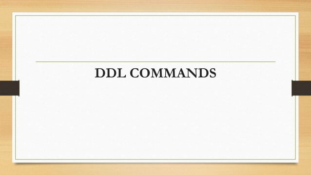 SQL - DML and DDL Commands | PPTX