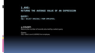 Sql FUNCTIONS | PPT