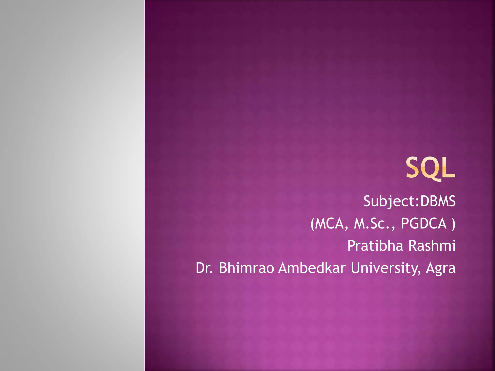 Sql | PPT | Free Download