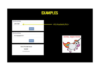 EXAMPLES
<h1>hacked</h1>
 