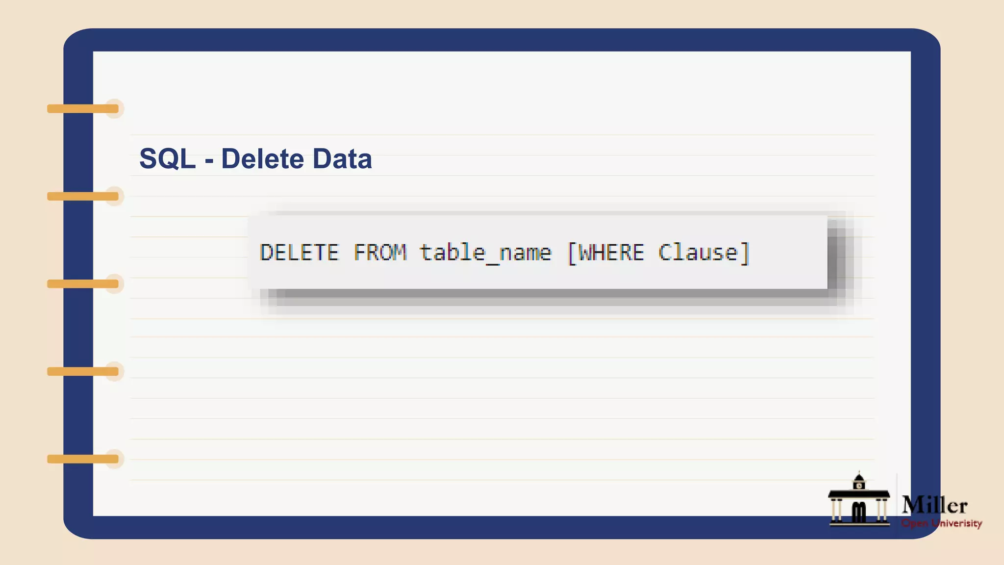 SQL - Delete Data
 