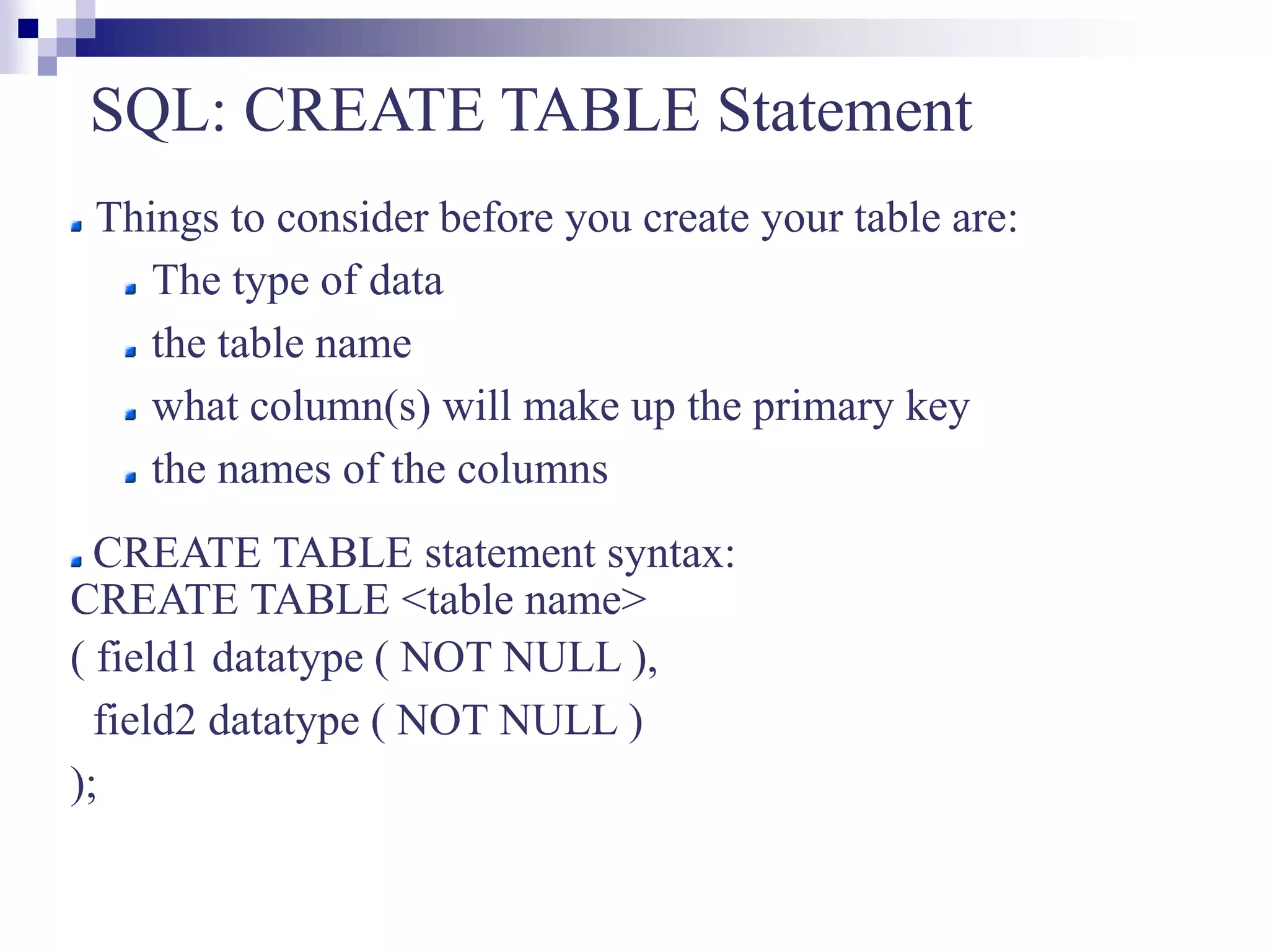 SQL.ppt | Databases | Computer Software and Applications