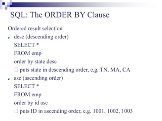 SQL.ppt | Databases | Computer Software and Applications