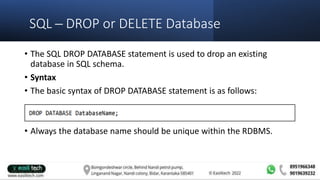 SQL.pptx for the begineers and good know | PPTX