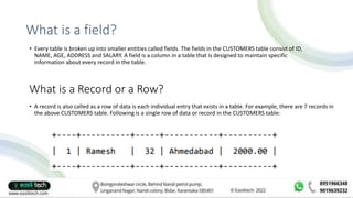 Entities Field Sql SQL.pptx for the begineers and good know | PPTX