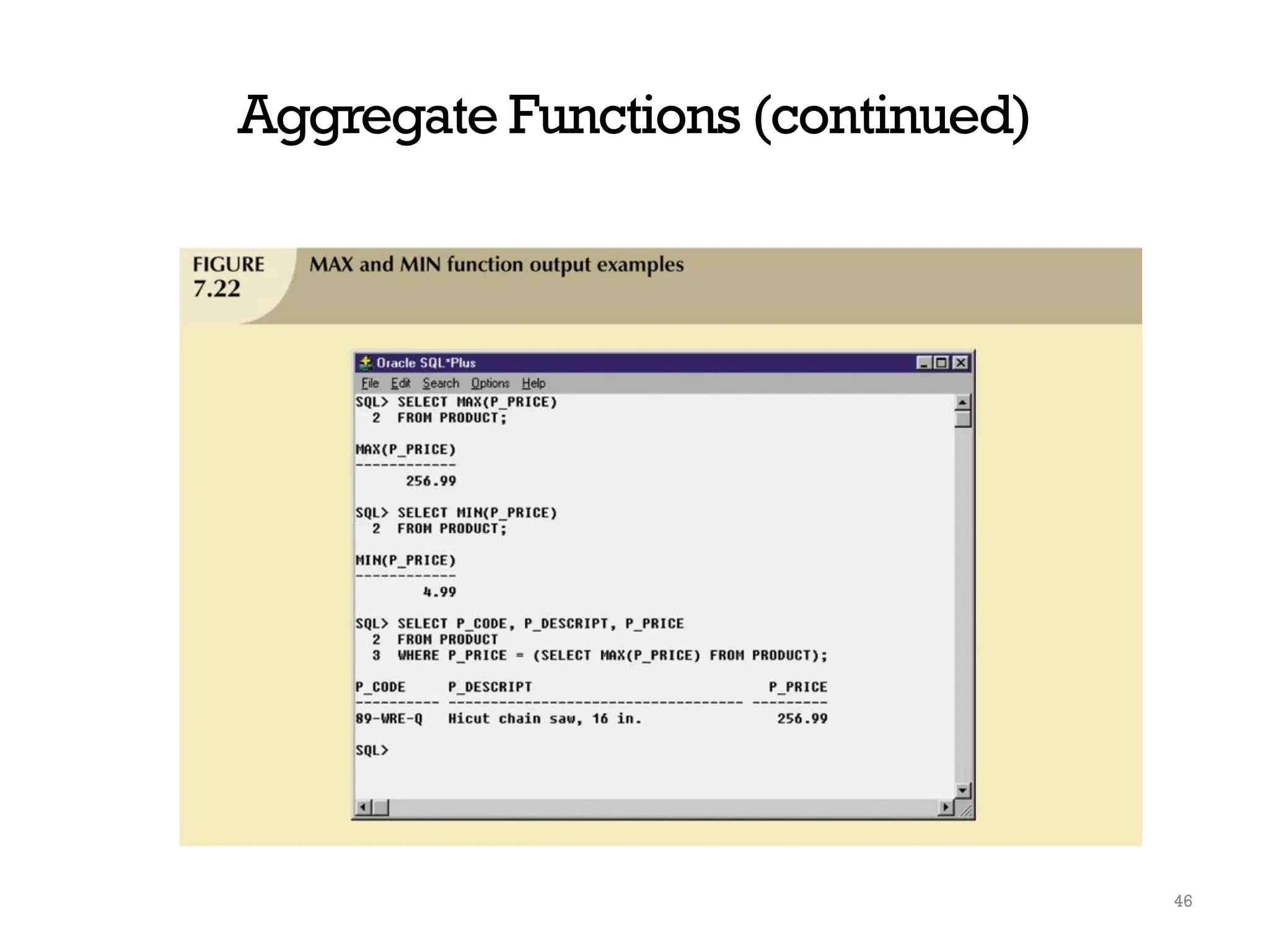 Aggregate Functions (continued)
46
 