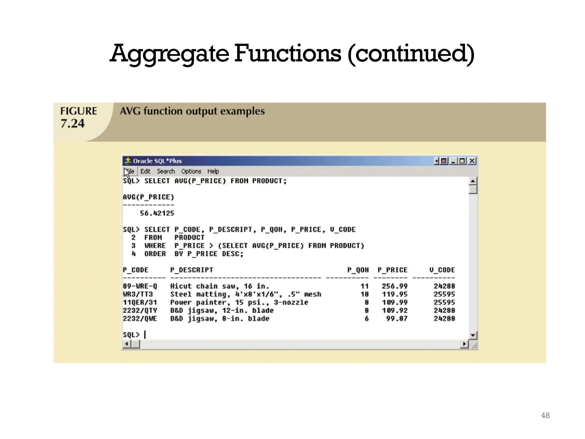 Aggregate Functions (continued)
48
 