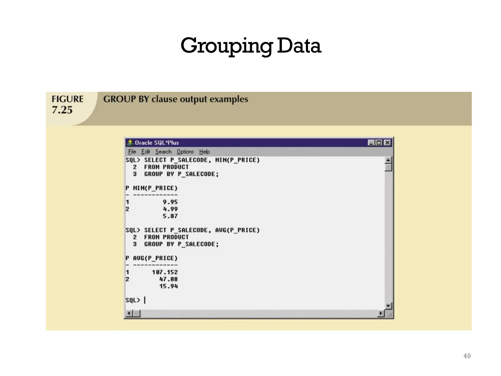 Grouping Data
49
 