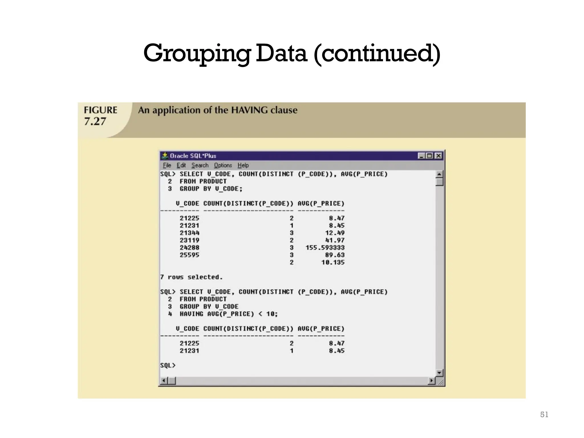 Grouping Data (continued)
51
 