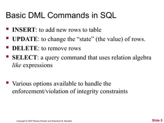 SQL commands in database management system | PPT | Free Download