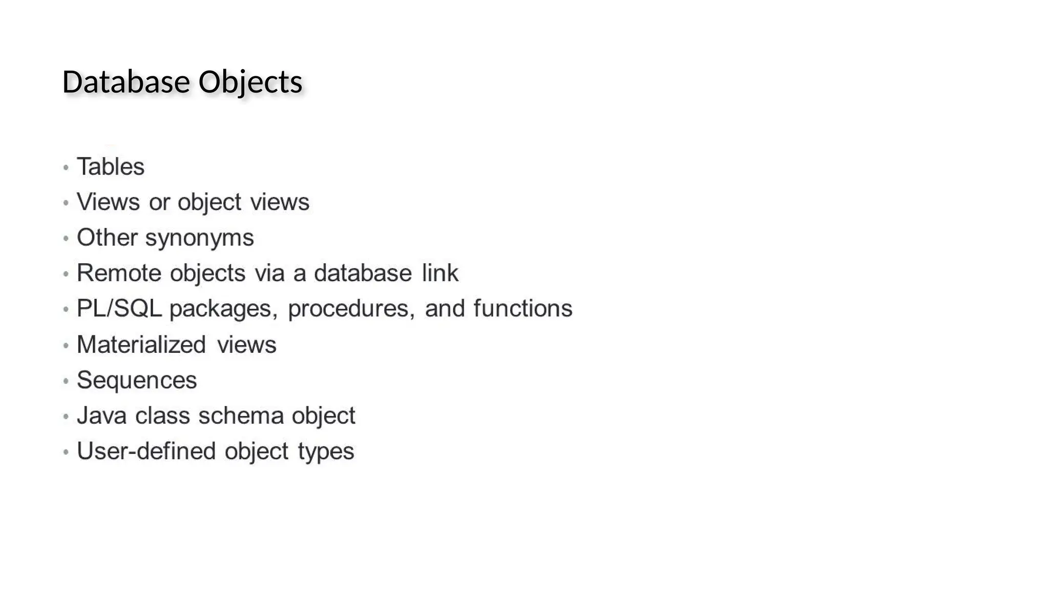 Database Objects 