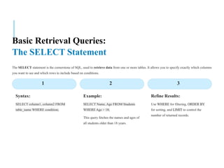 Comprehensive PowerPoint on SQL database fundamentals. | PPTX