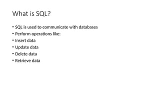 Comprehensive Introduction to SQL and Database Management | PPTX
