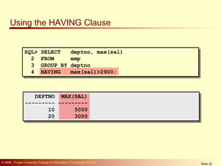 Data Base Management Slides SQL with example | PPT