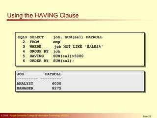 Data Base Management Slides SQL with example | PPT