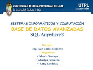 SISTEMAS INFORMÁTICOS Y COMPUTACIÓN BASE DE DATOS AVANZADAS SQL Anywhere® ,[object Object],[object Object],[object Object],[object Object],[object Object],[object Object]