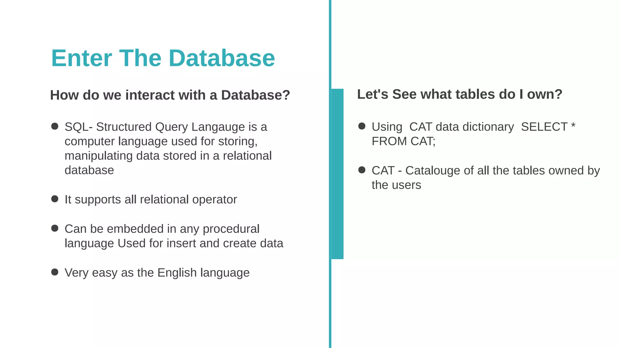 Oracle sql basics ppt