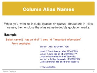 aggregate functions of SQL with oracle 11 g | PPT