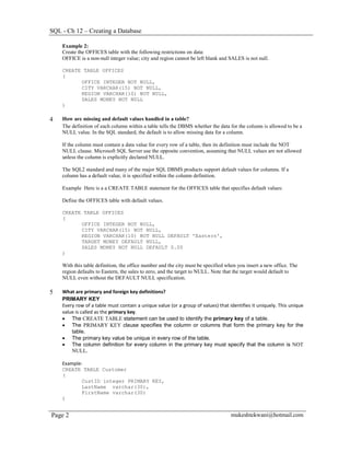 Sql ch 12 - creating database | PDF