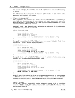 Sql ch 12 - creating database | PDF
