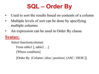 SQL Data Manipulation Language presentation | PPT
