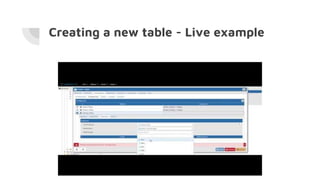 Creating a new table - Live example
 