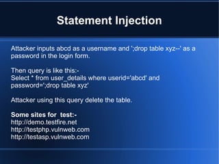Sql injection presentation | PPT