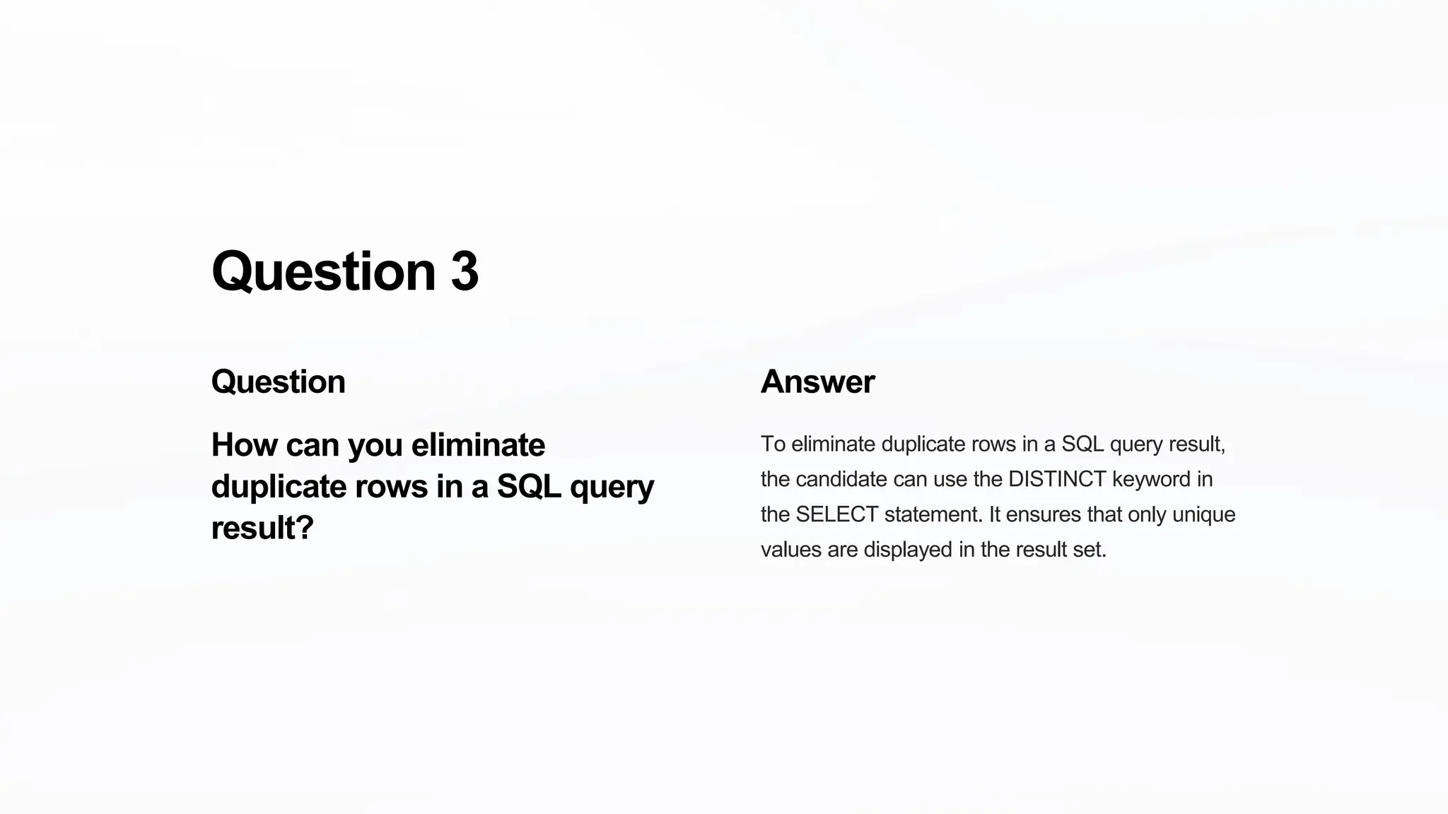 SQL Interview Questions and Answers for Business Analyst | PPT