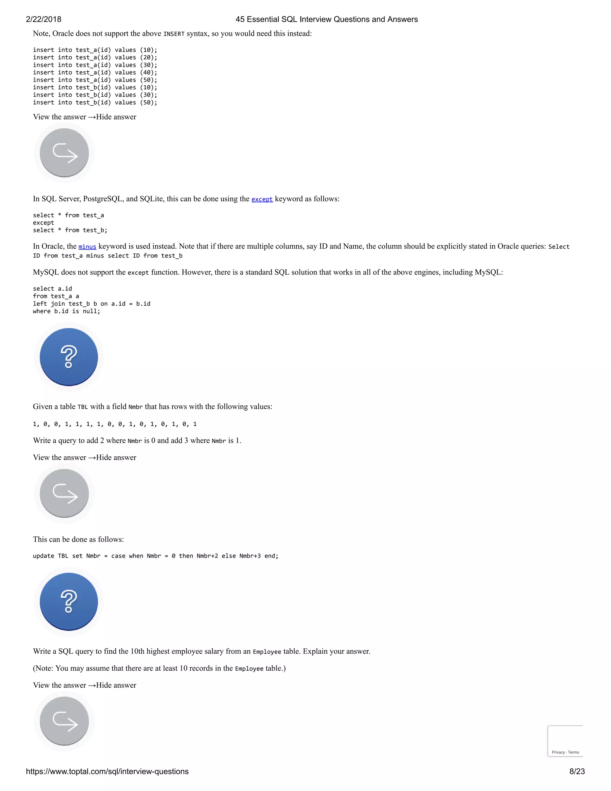 45 Essential SQL Interview Questions | PDF