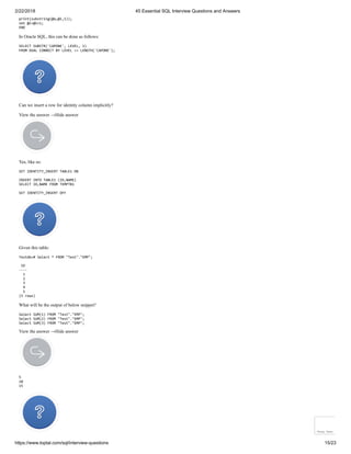 45 Essential SQL Interview Questions | PDF
