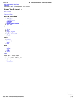 45 Essential SQL Interview Questions | PDF