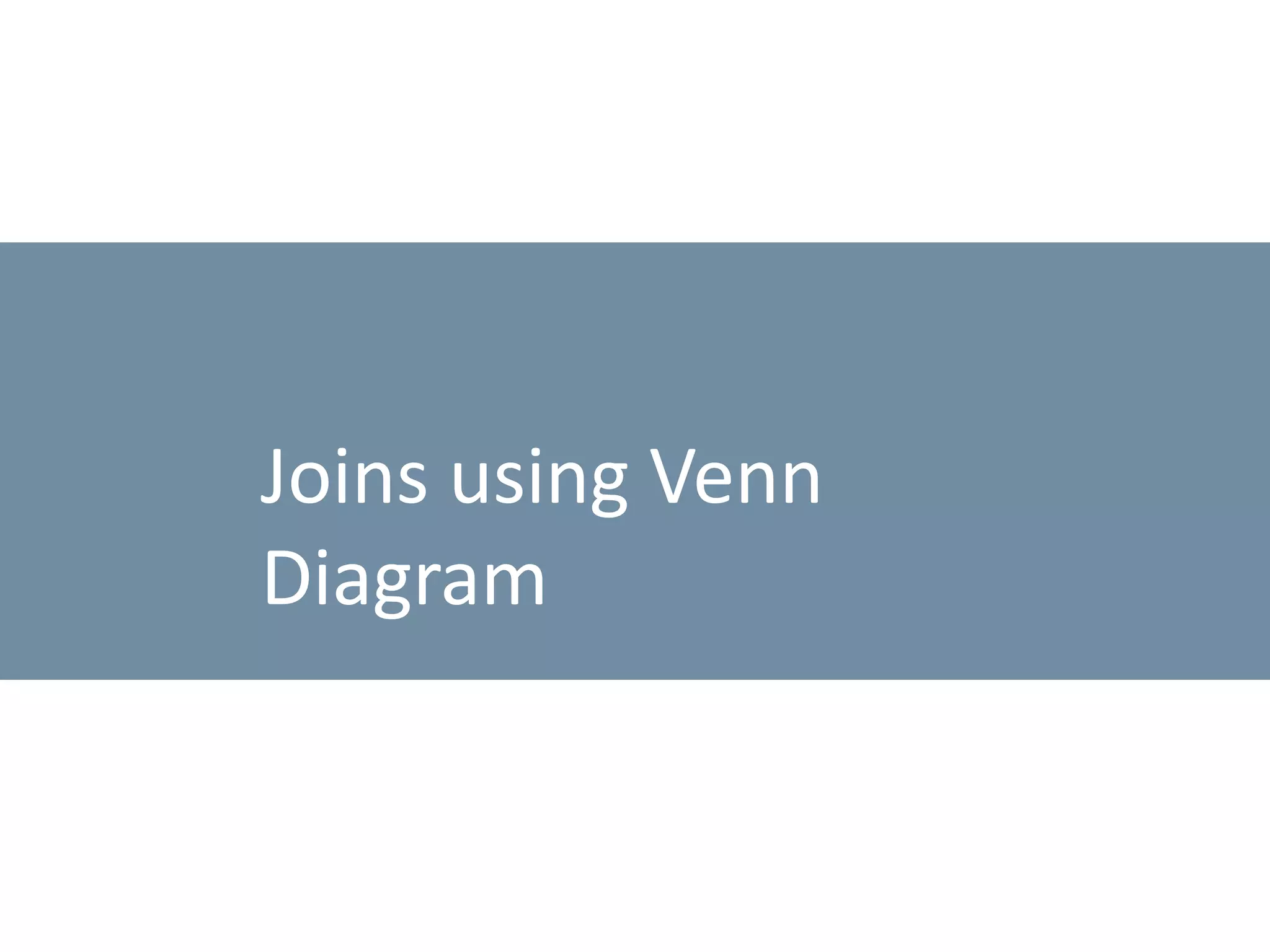 Joins using Venn 
Diagram 
 