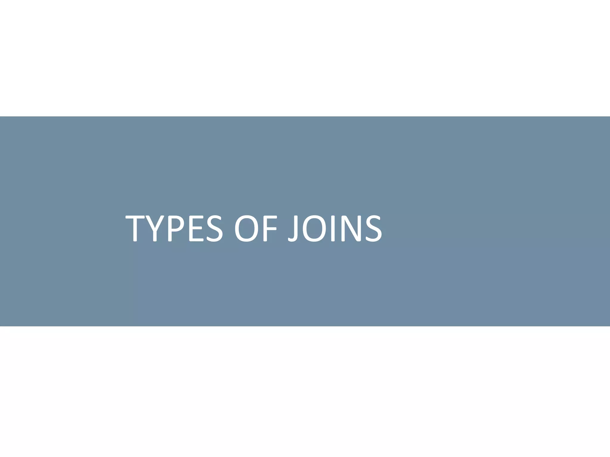TYPES OF JOINS 
 