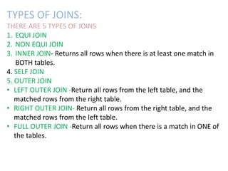 4 Sql Table Join Types Sql joins | PPTX