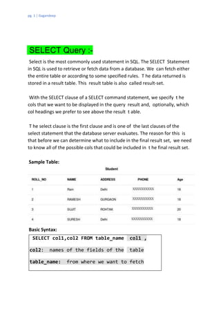 SQL- MOST IMPORTANT CONCEPTS | PDF