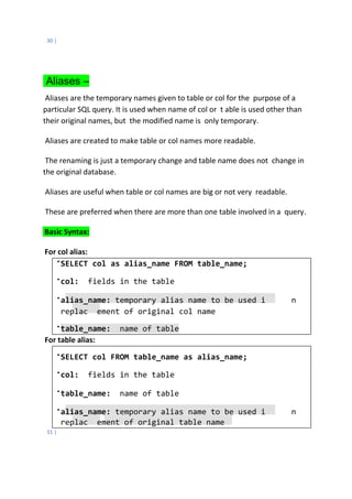 Sql Most Important Codes SQL- MOST IMPORTANT CONCEPTS | PDF