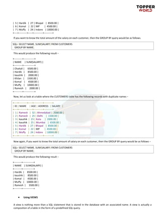 SQL-Notes.pdf mba students database note | PDF