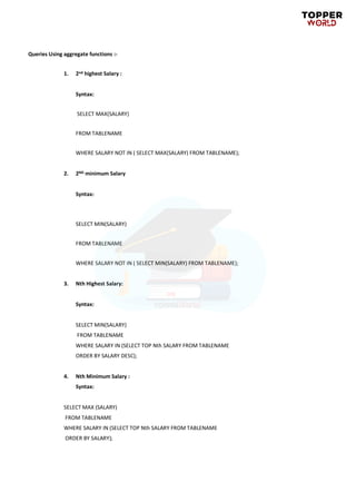 SQL-Notes.pdf mba students database note | PDF
