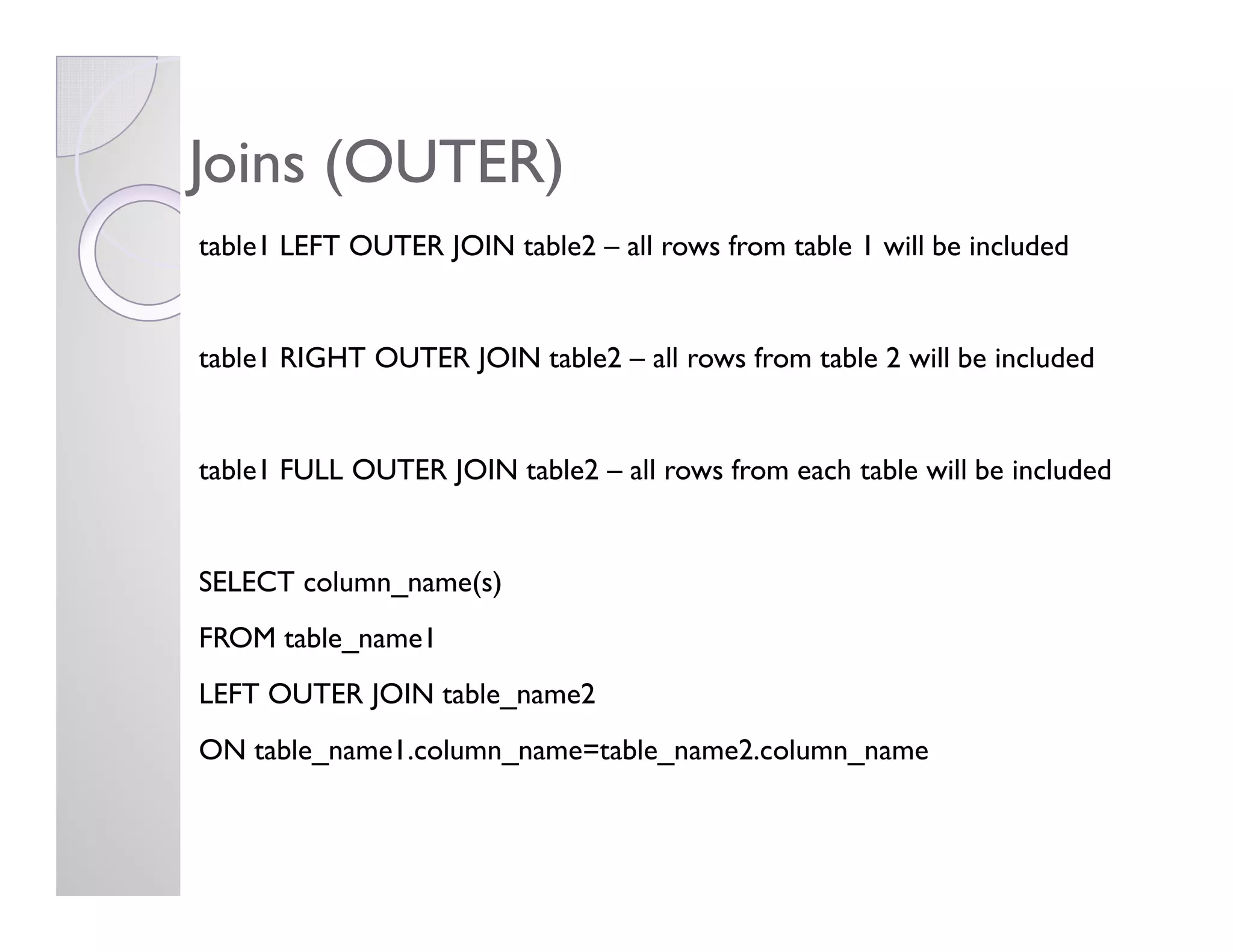 SQL Overview