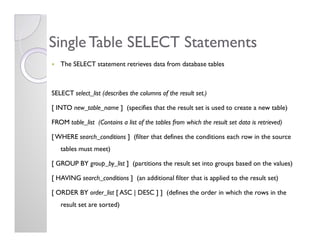 SQL Overview