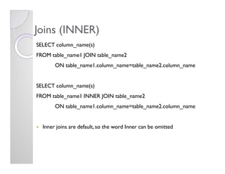 SQL Overview
