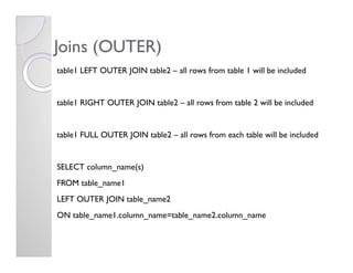 SQL Overview