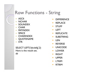 SQL Overview