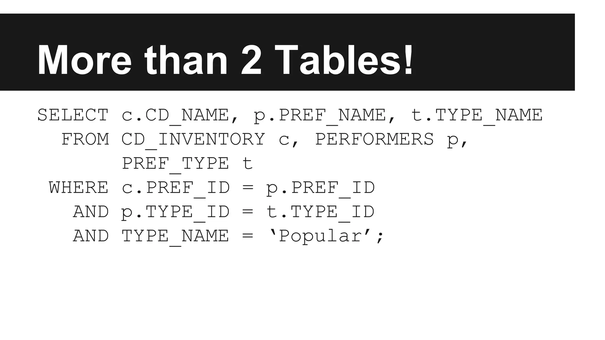 SQL: Querying Multiple Tables | PPT
