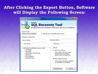 After Clicking the Export Button, Software
    will Display the Following Screen:
 