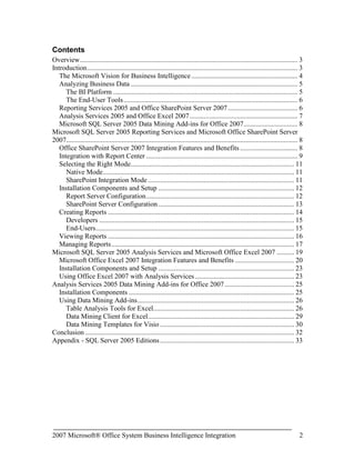 Microsoft® SQL Server™ 2005 Analysis Services and Microsoft® Office Excel® 2007 