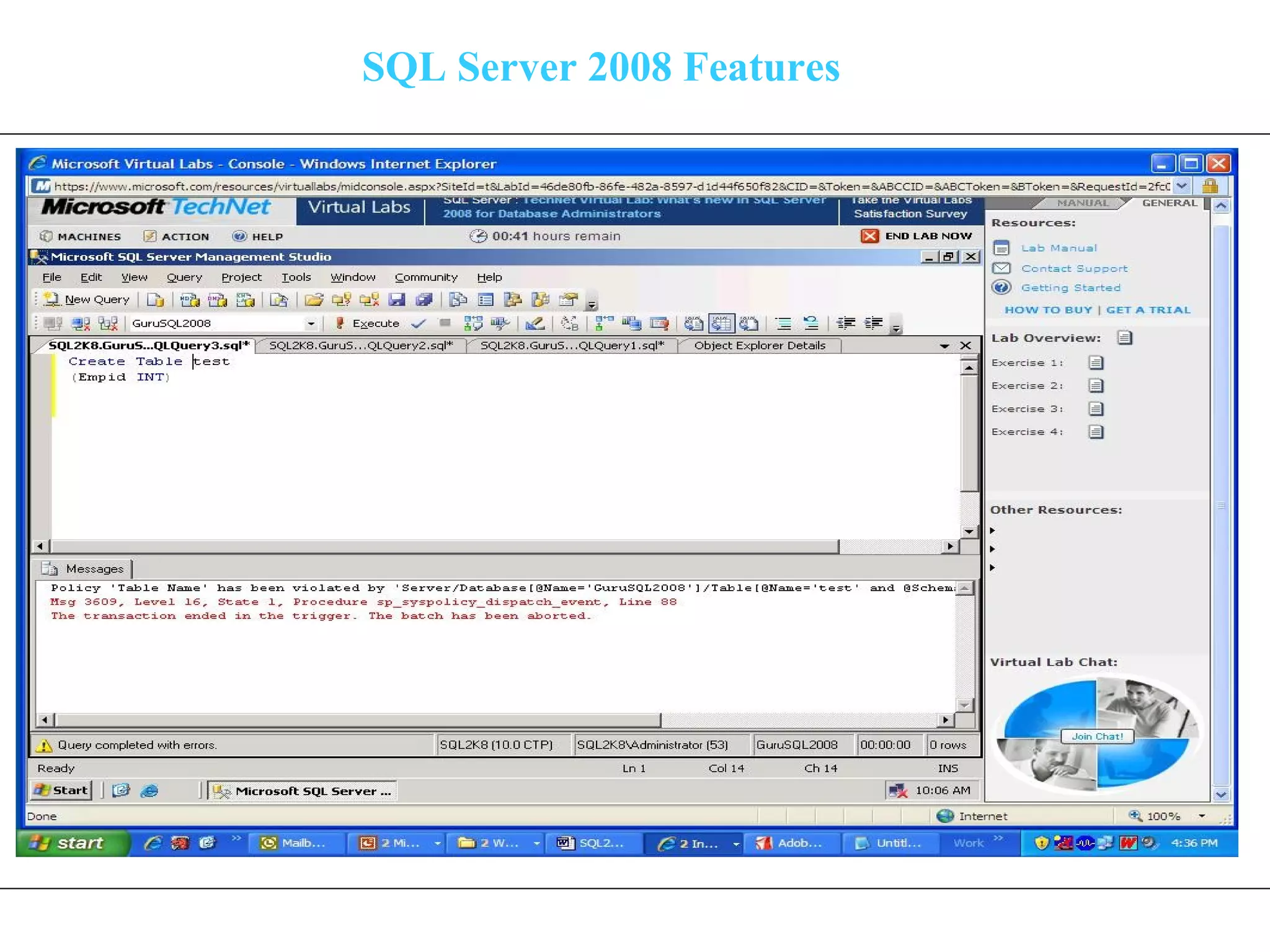 SQL Server 2008 Features 